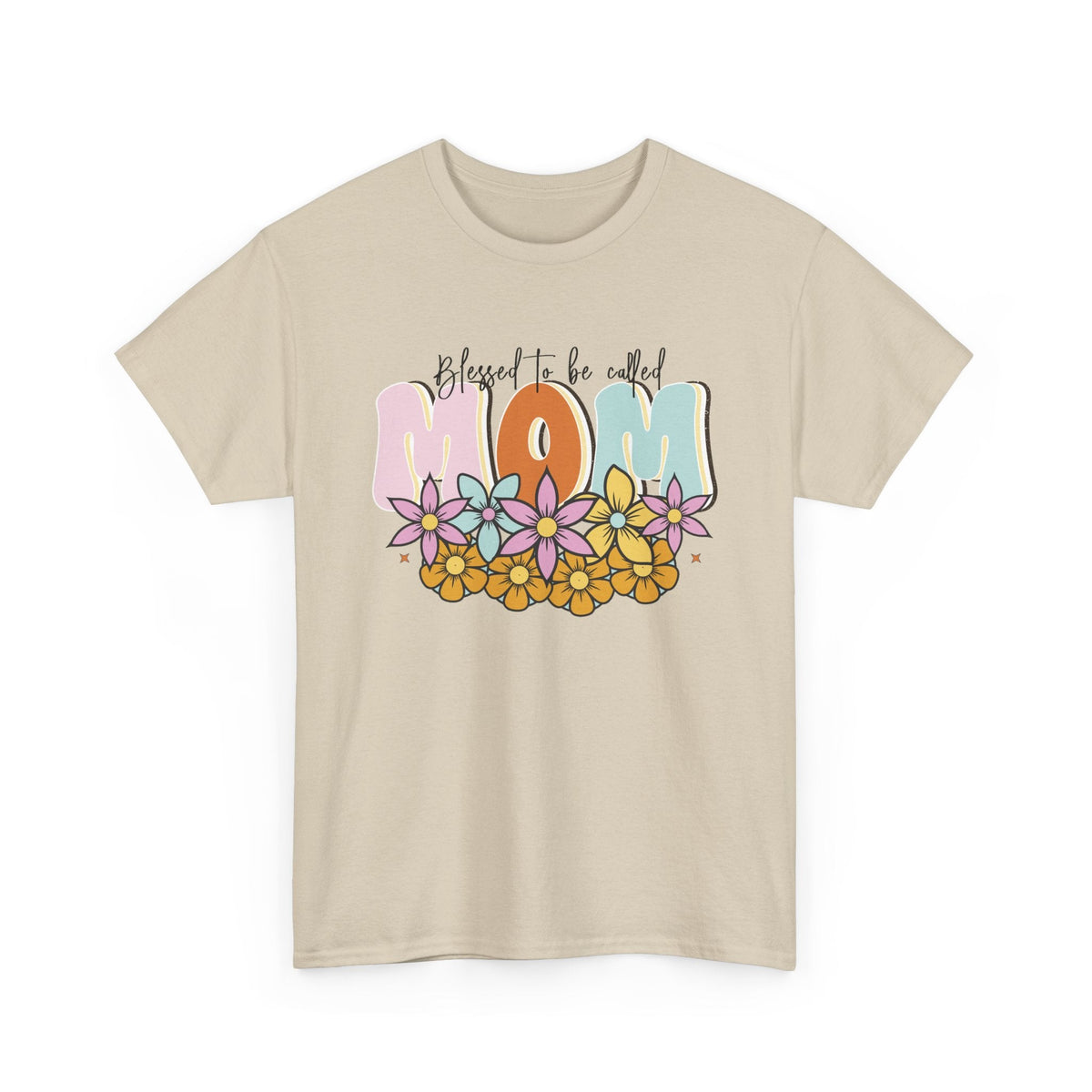 “Blessed to Be Called Mom” T-Shirt – Blumen & Mama Grafik-T-Shirt
