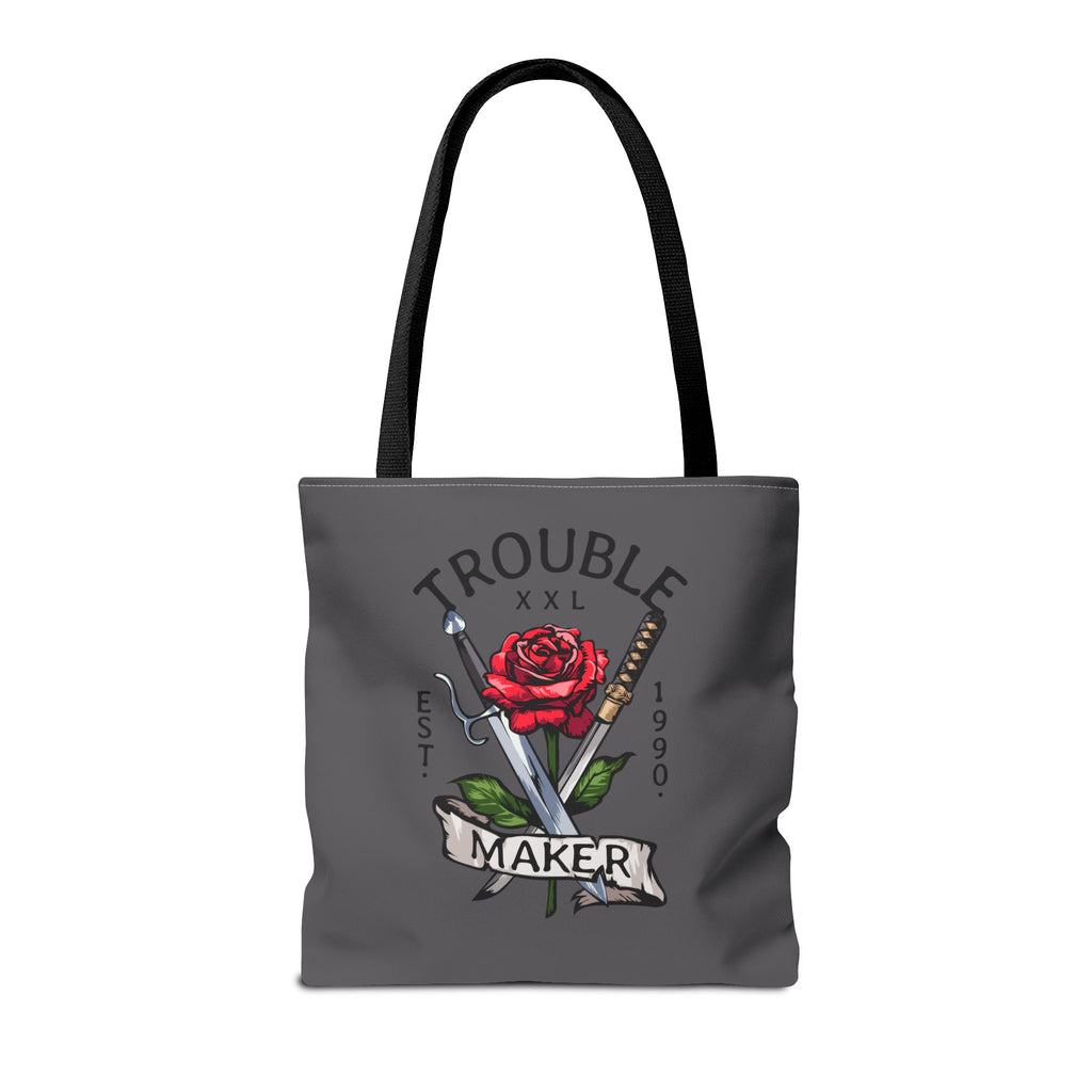 Trouble Maker Stofftasche – Rose & Schwerter Tattoo Design