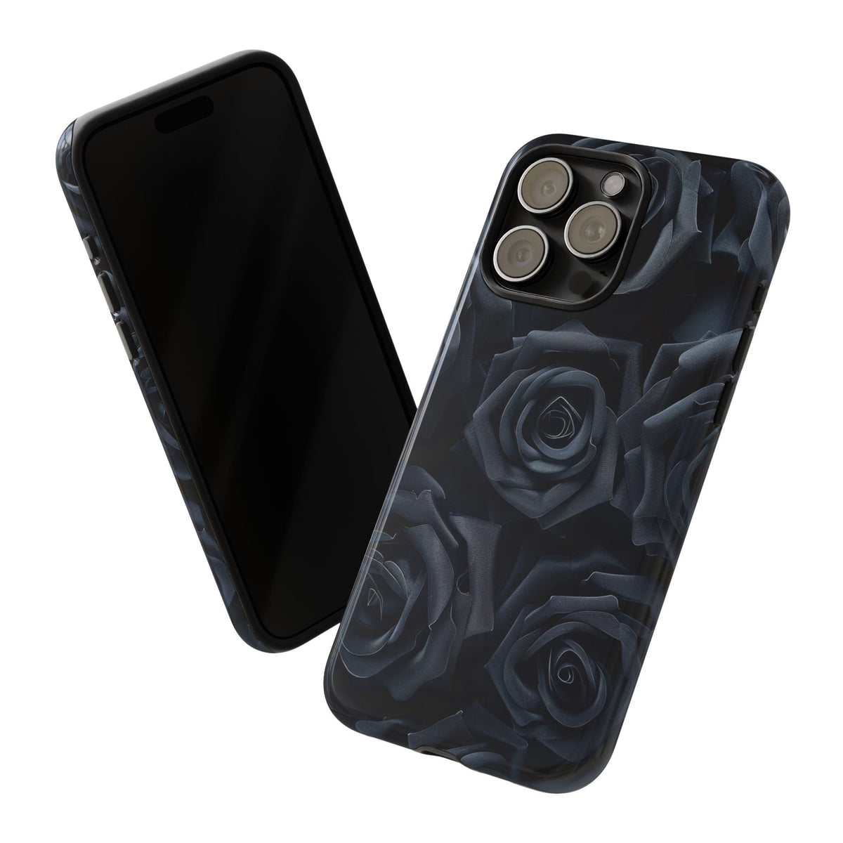Schwarze Rose Handyhülle – Robuste Handyhülle mit dunklem Blumenmuster
