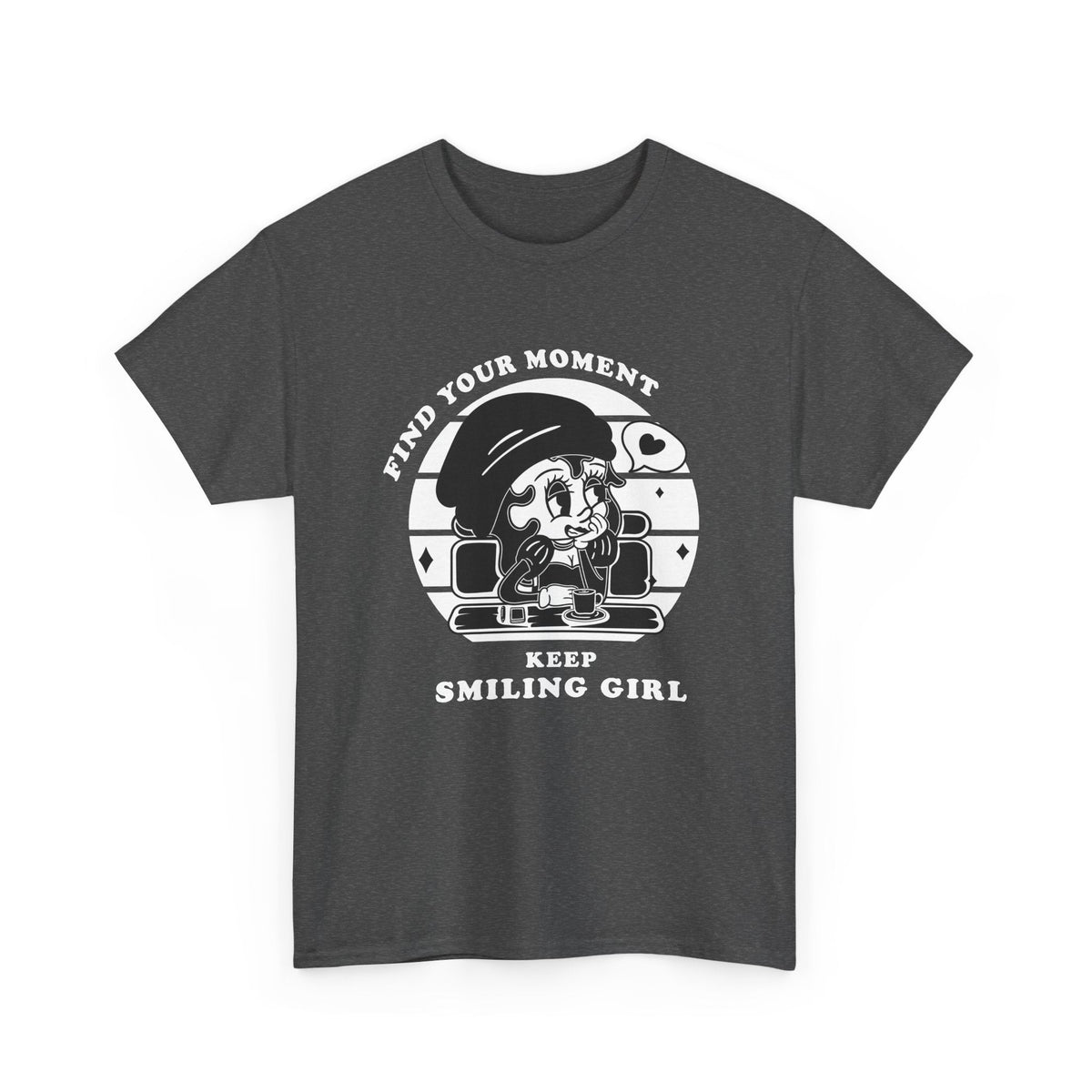 Keep Smiling T-Shirt – Vintage Girl & positiver Spruch Grafik-T-Shirt