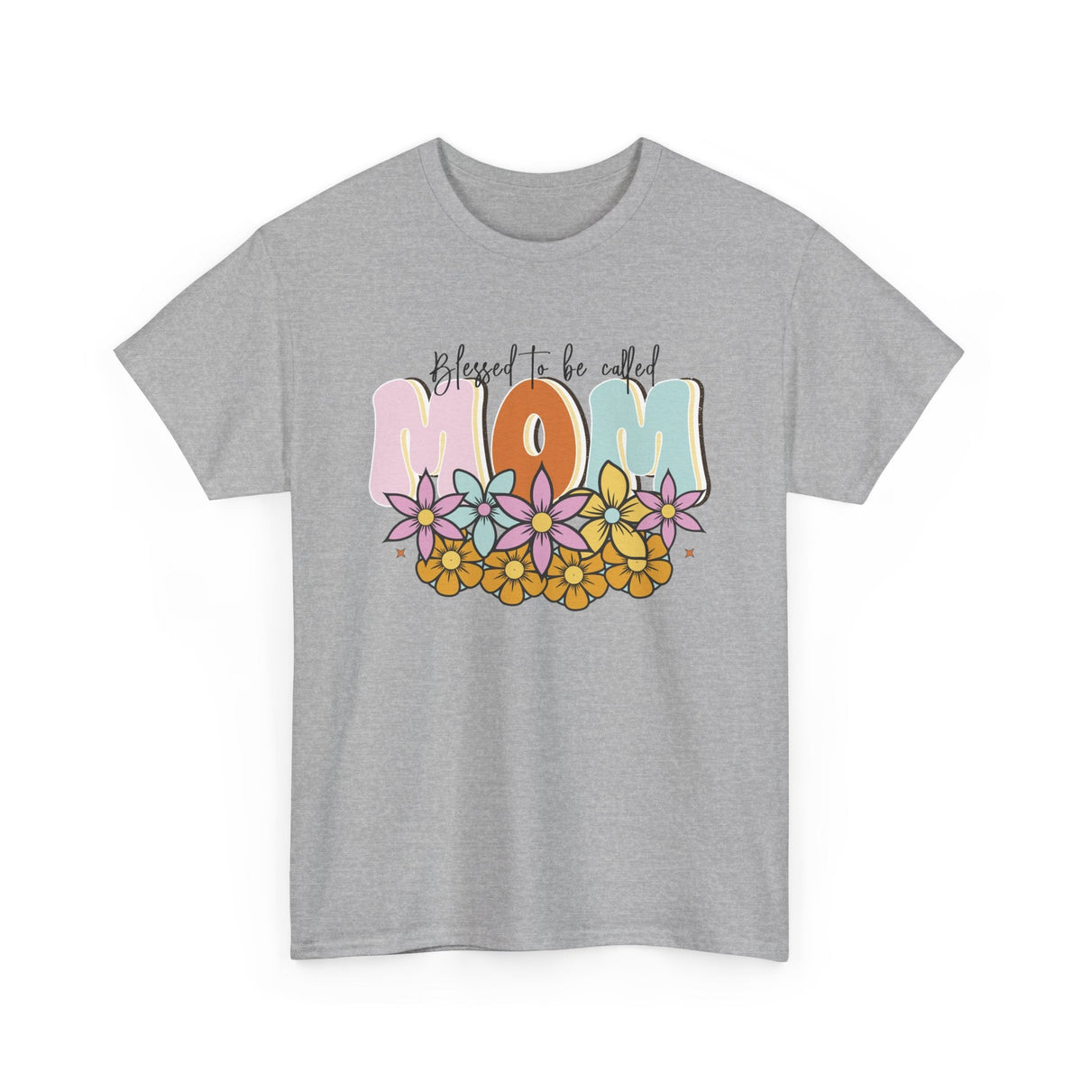 “Blessed to Be Called Mom” T-Shirt – Blumen & Mama Grafik-T-Shirt