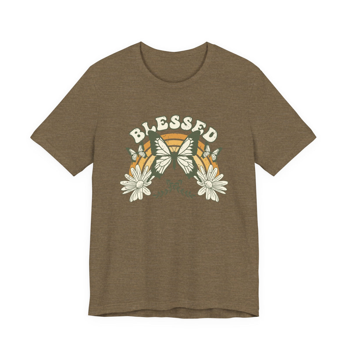 Blessed T-Shirt Butterfly Floral T-Shirt, Inspirierender Glaube T-Shirt, Boho-Christlich Grafik-T-Shirt