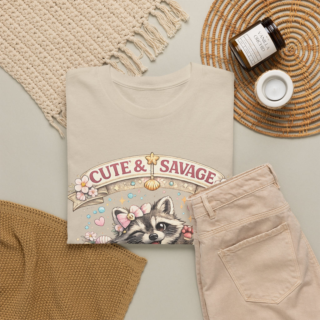 “Cute & Savage” T-Shirt – Lustiger Waschbär „Hot Mess Express“ Grafik-T-Shirt