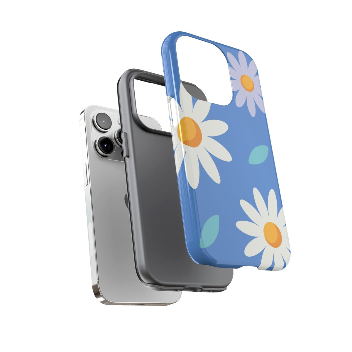 Blaues Gänseblümchen Robuste Handyhülle – Retro-Blumendesign