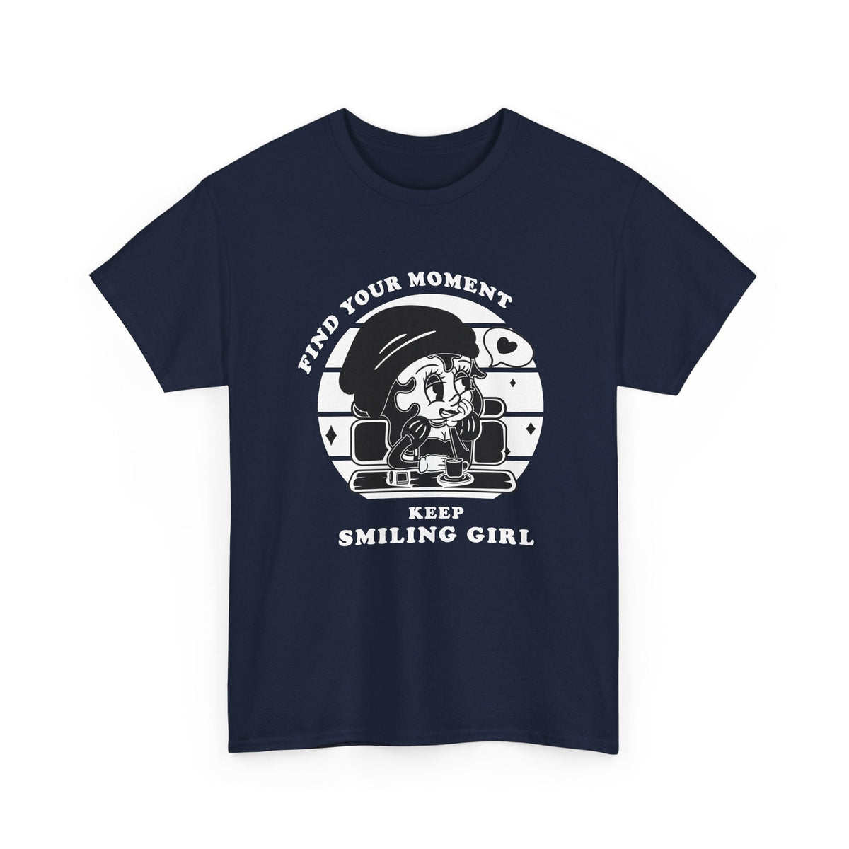 Keep Smiling T-Shirt – Vintage Girl & positiver Spruch Grafik-T-Shirt