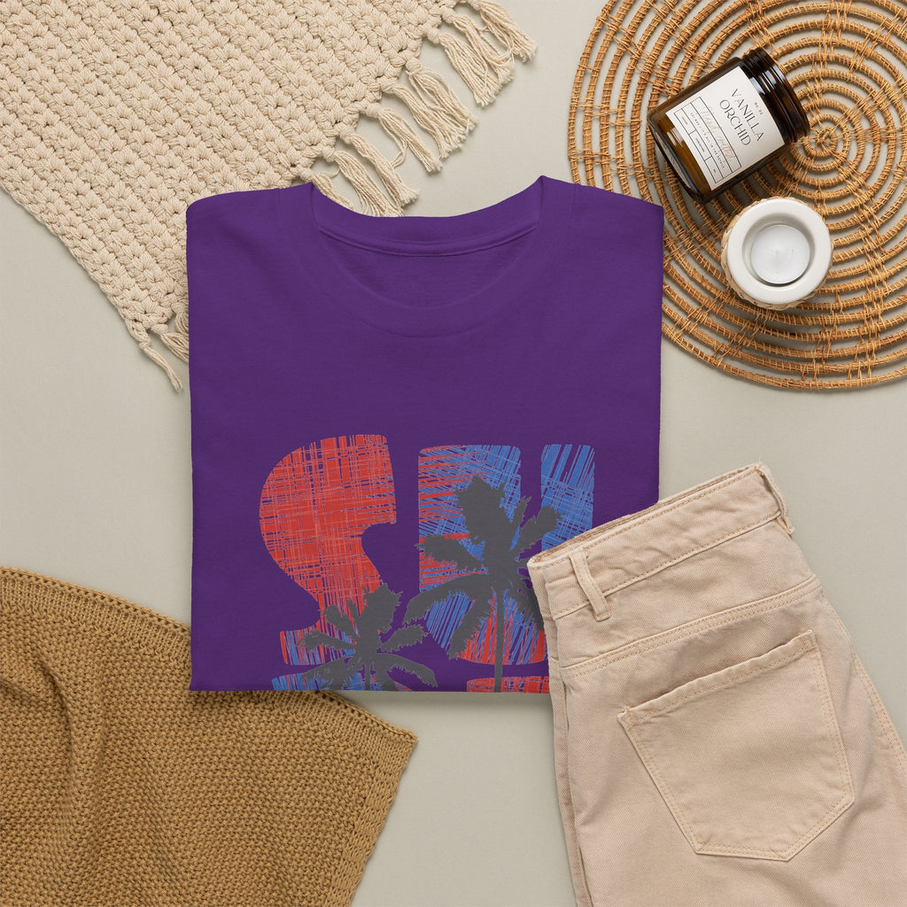 California Surf T-Shirt – Retro Surfbrett & Palmen Grafik-T-Shirt