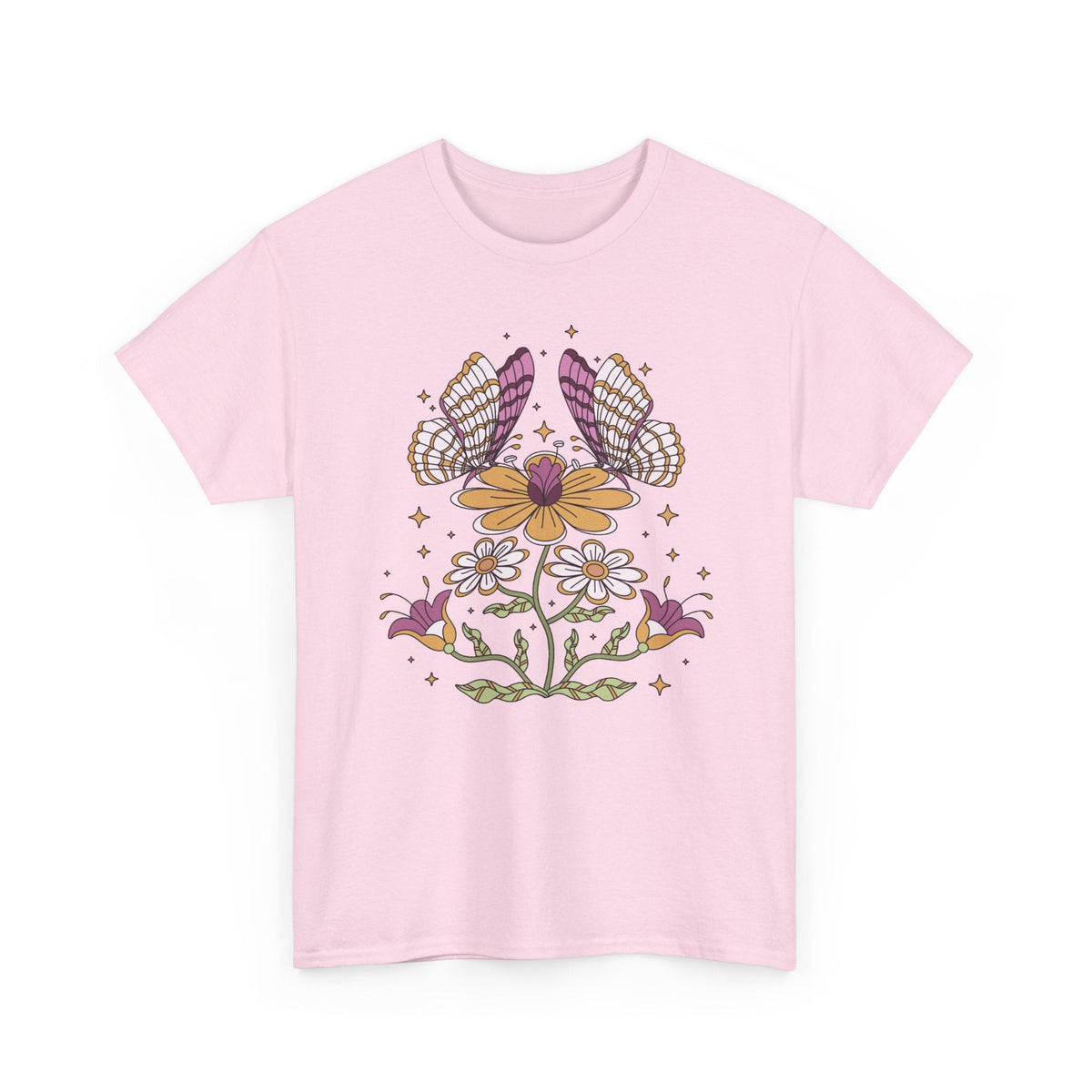 Butterfly & Flowers T-Shirt – Boho-Blumen Grafik-T-Shirt