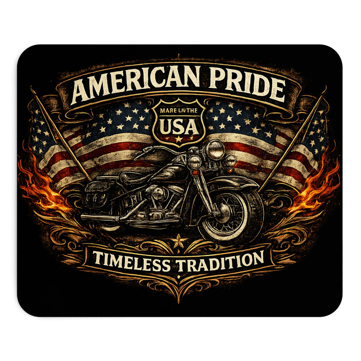 American Pride Mousepad – USA Motorrad Biker Design – Mousepad von Kalabula, 23,2 × 19,4 cm