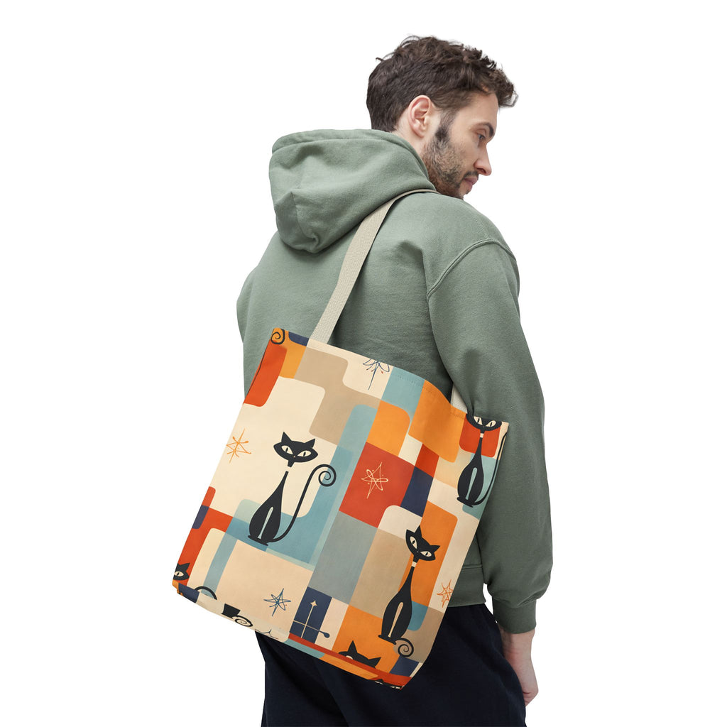 Retro Katzen Stofftasche – Bunte Vintage Katzen Einkaufstasche