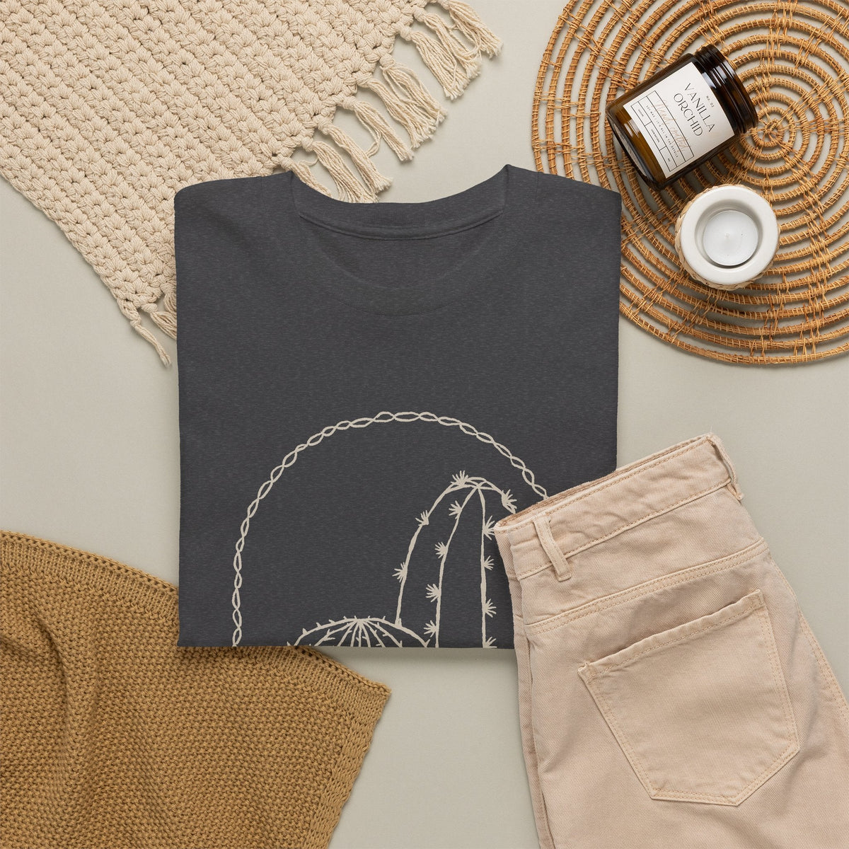 Minimal Cactus T-Shirt – Wüsten-Line-Art Unisex Grafik-T-Shirt