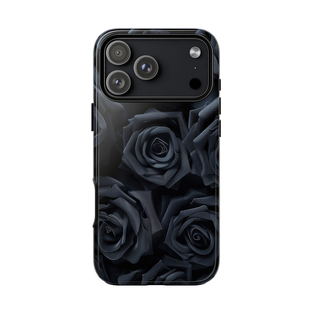 Schwarze Rose Handyhülle – Robuste Handyhülle mit dunklem Blumenmuster