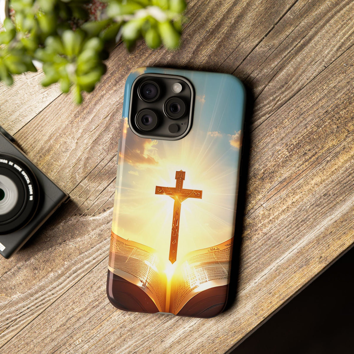 Christliches Kreuz & Bibel Robuste Handyhülle – Glaubensdesign