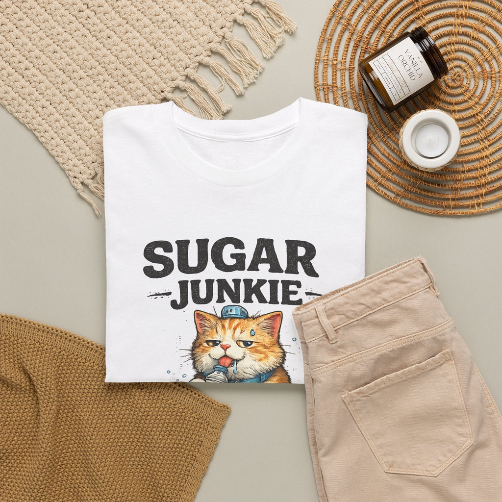 “Sugar Junkie – Diabetic Nightmare” T-Shirt – Lustige Katze Grafik-T-Shirt