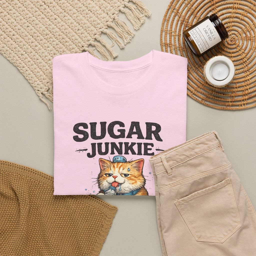 “Sugar Junkie – Diabetic Nightmare” T-Shirt – Lustige Katze Grafik-T-Shirt