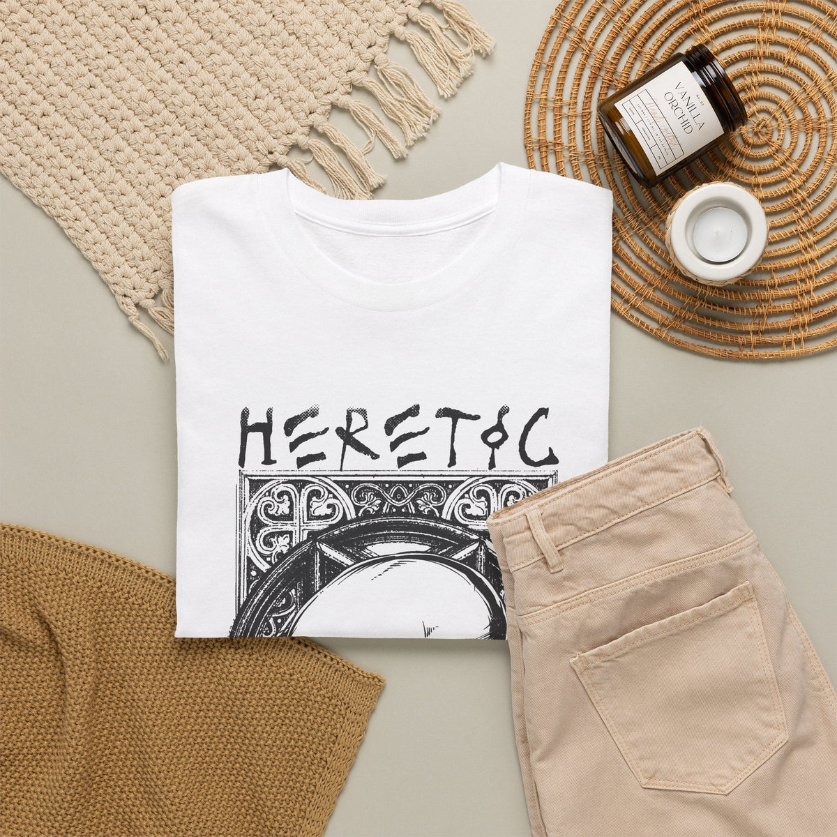 Heretic Skull T-Shirt – Gothic Pentagramm Grafik-T-Shirt