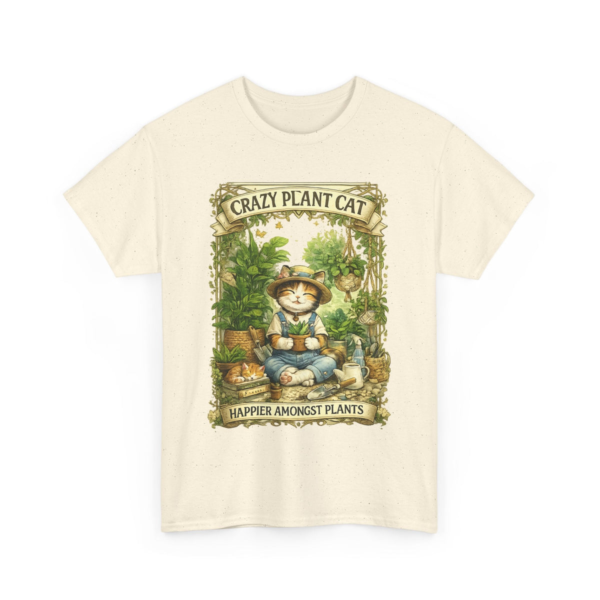 Crazy Plant Cat T-Shirt – Katze & Zimmerpflanzen Grafik-T-Shirt