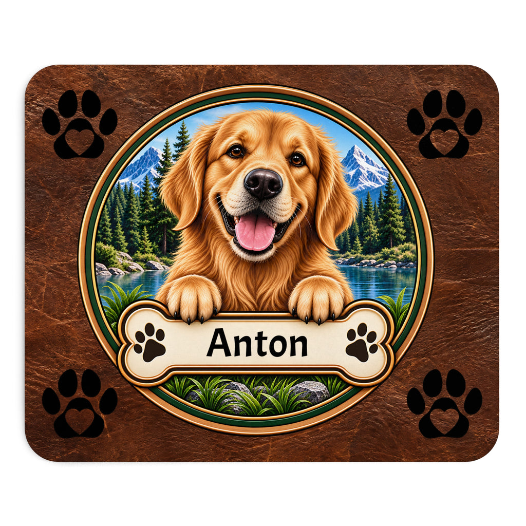 Personalisiertes Golden-Retriever-Mousepad mit Name