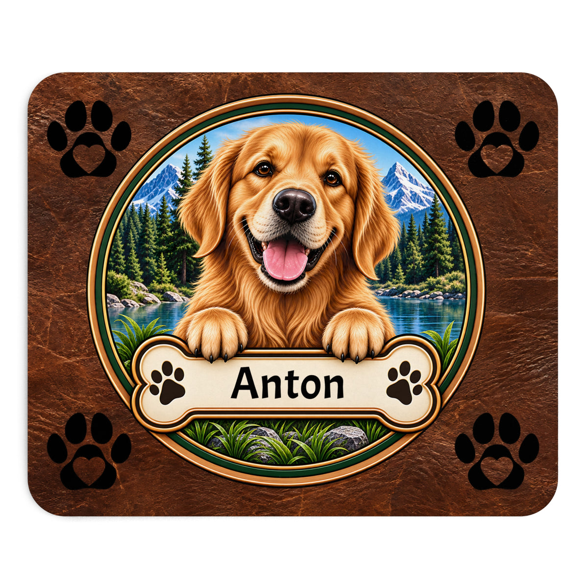 Personalisiertes Golden-Retriever-Mousepad mit Name