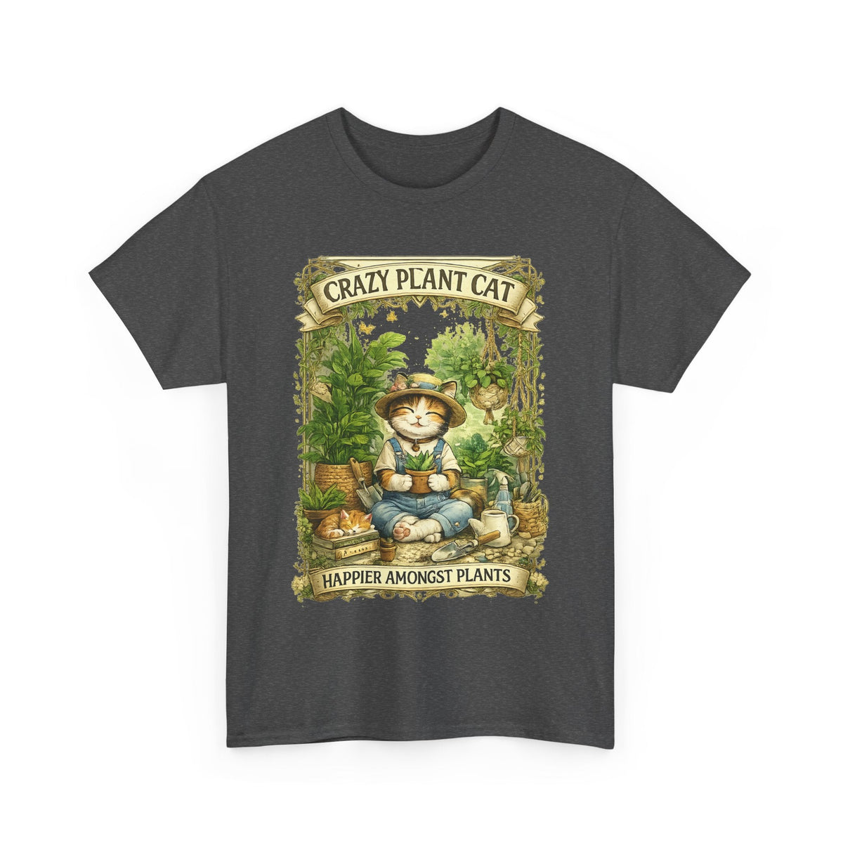 Crazy Plant Cat T-Shirt – Katze & Zimmerpflanzen Grafik-T-Shirt
