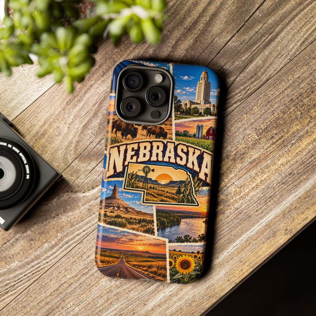 Nebraska-Reise-Collage Robuste Handyhülle – Vintage-Bundesstaaten-Design