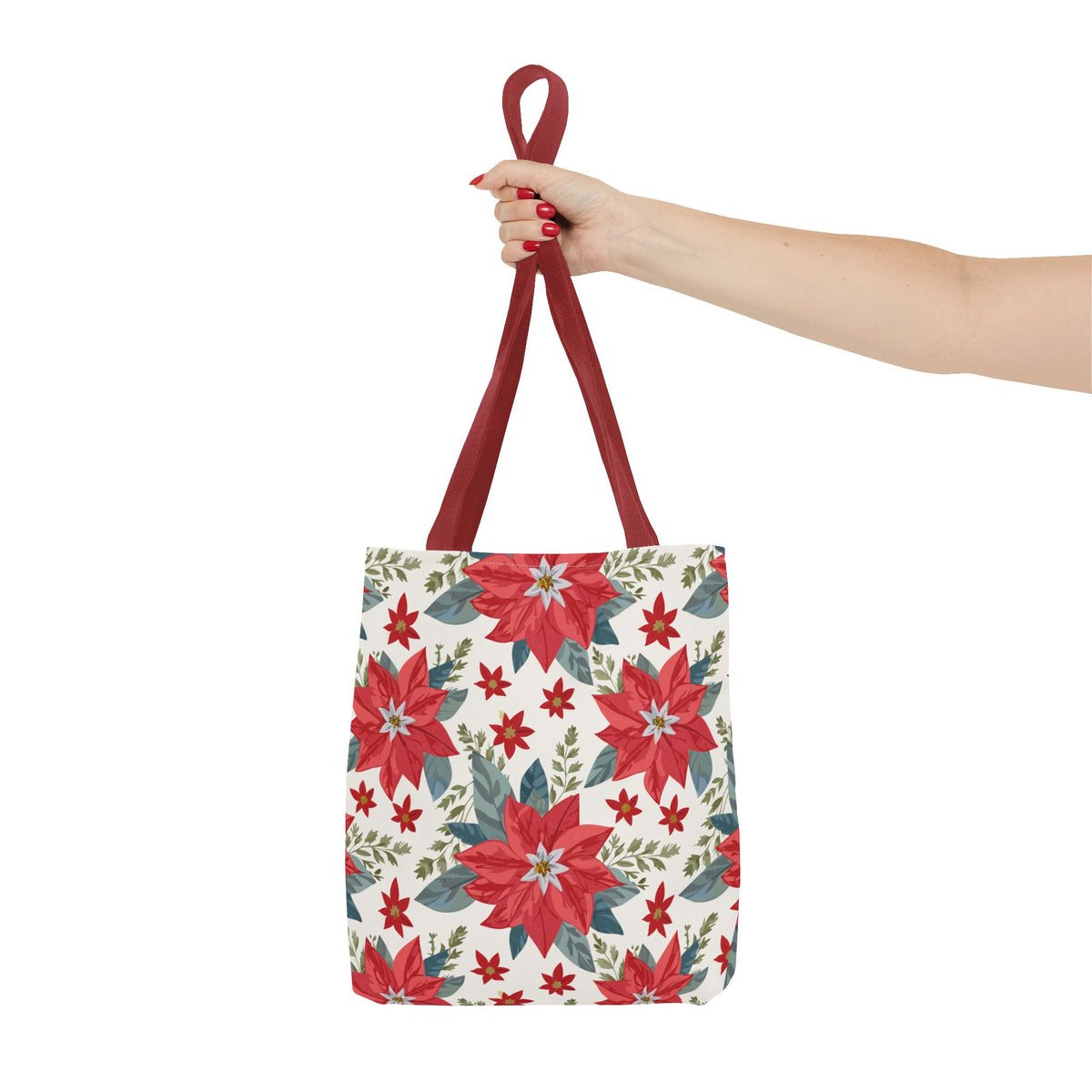 Weihnachtsstern Stofftasche – Festliches Blumenmuster