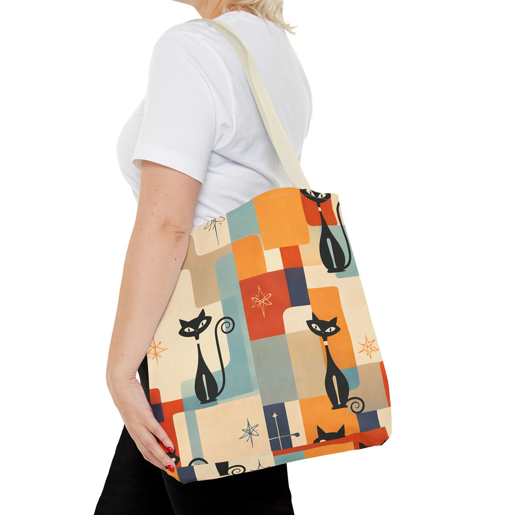 Retro Katzen Stofftasche – Bunte Vintage Katzen Einkaufstasche