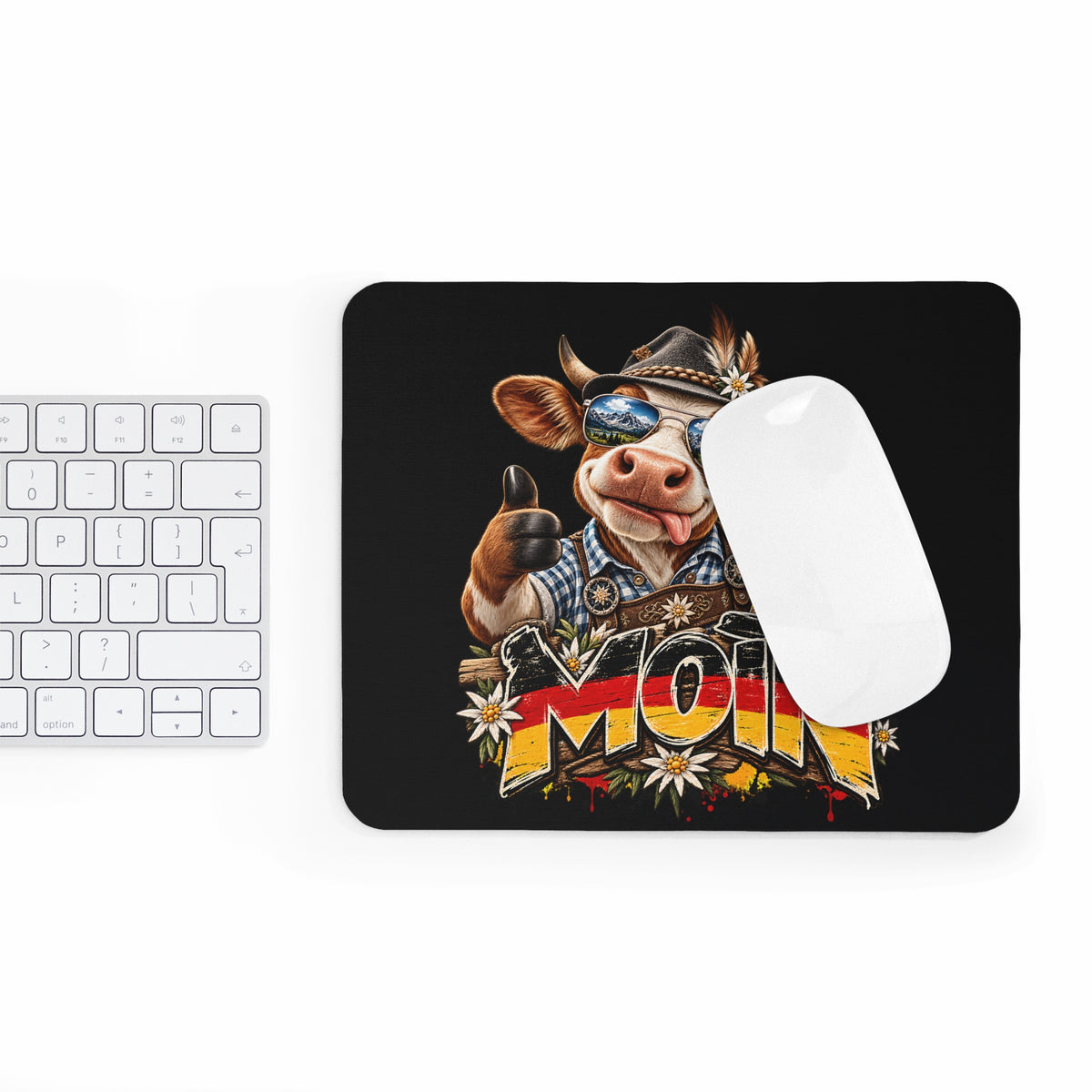 Moin Mousepad – Lustige Kuh mit Bier