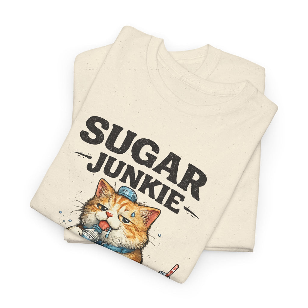 “Sugar Junkie – Diabetic Nightmare” T-Shirt – Lustige Katze Grafik-T-Shirt