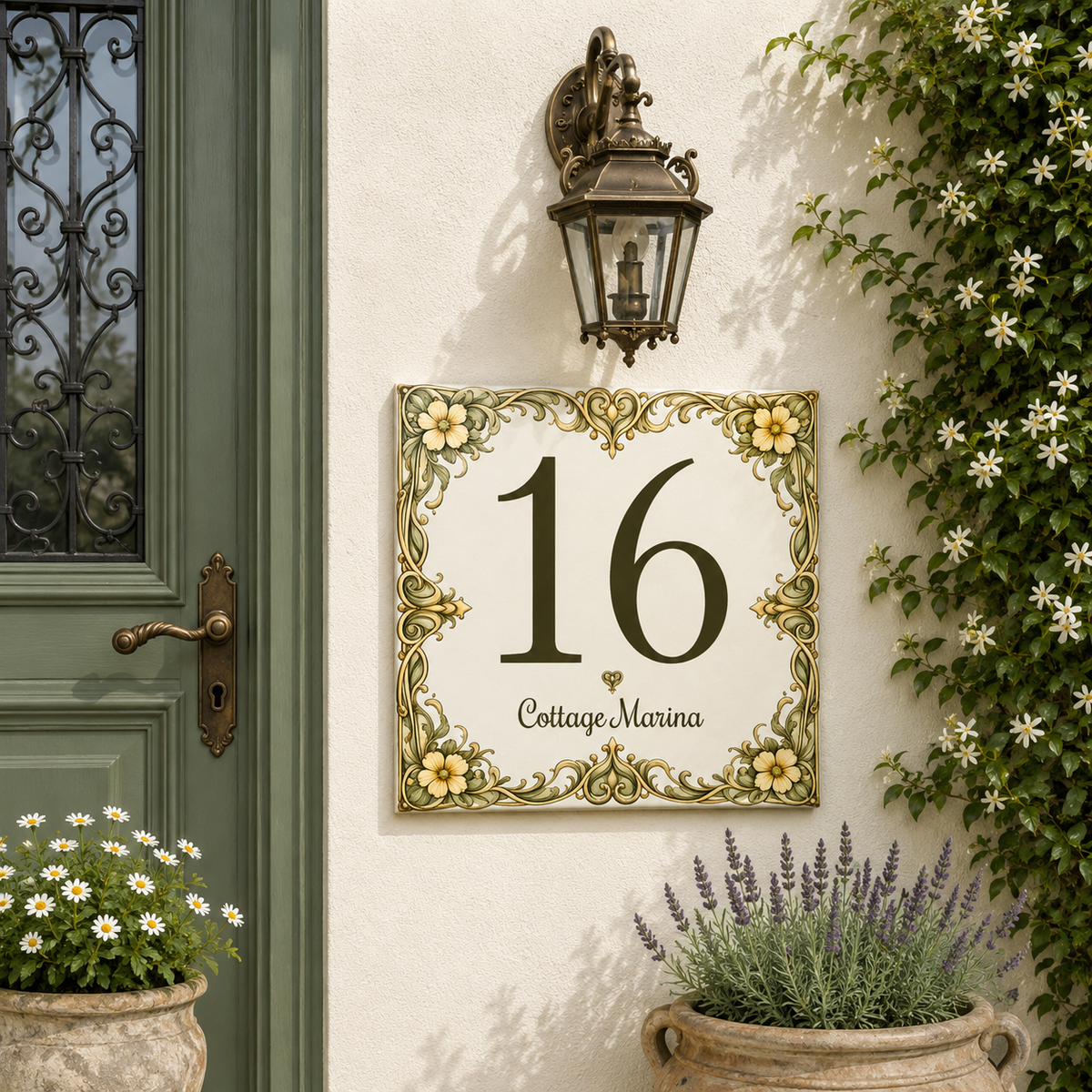 Personalisiertes Hausnummernschild – Elegantes Keramikdesign P19