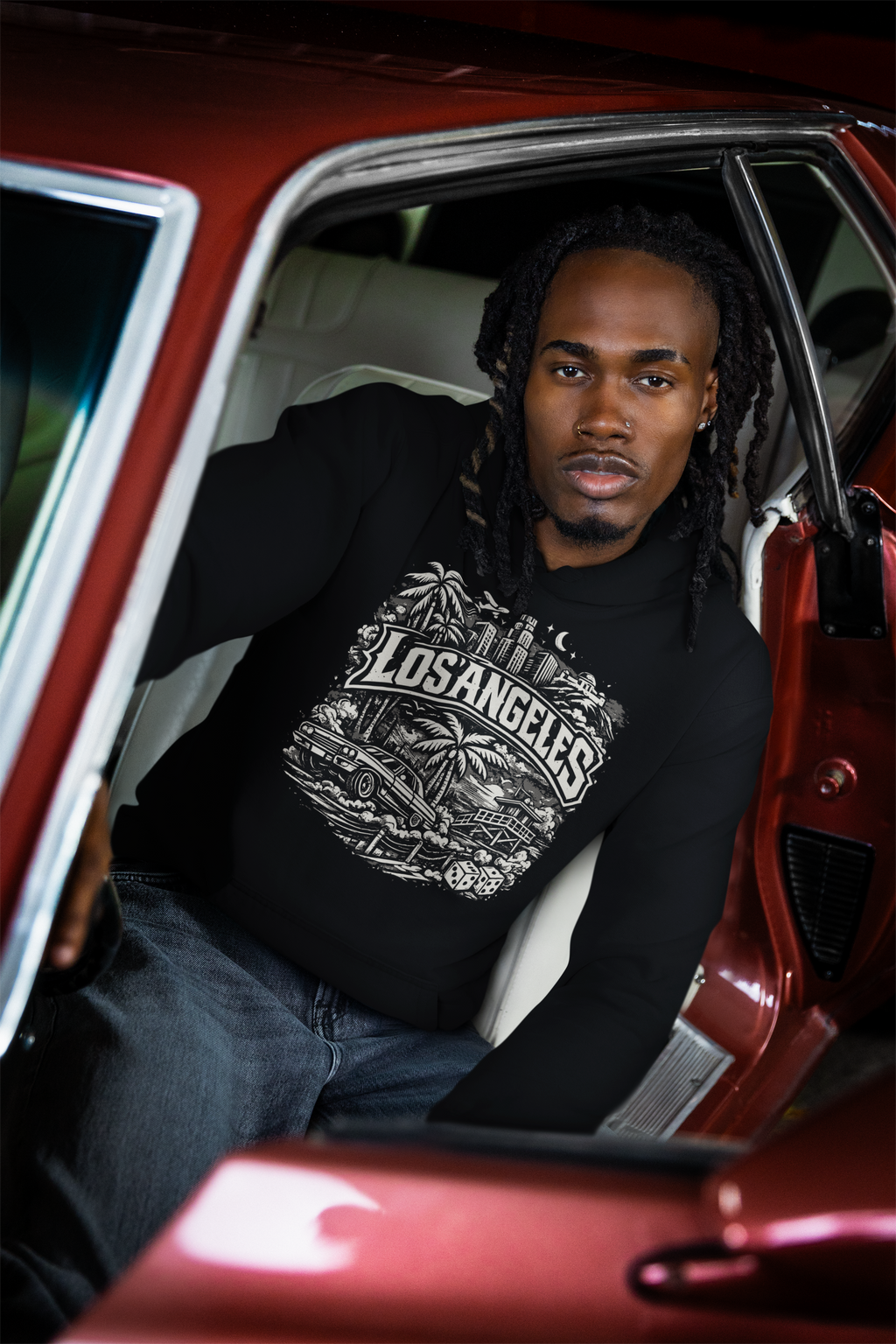 Los Angeles Vintage Skyline Hoodie Retro Palm Tree Cityscape Hoodie – Kalabula