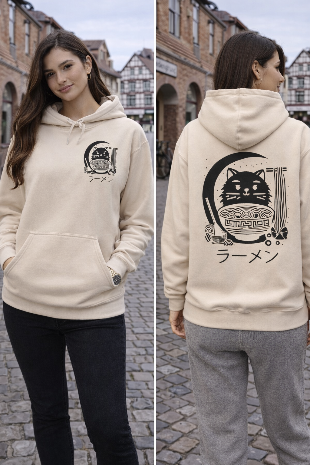 Kawaii Cat Ramen Hoodie – Süßes Nudel-Motiv Hoodie – Kalabula