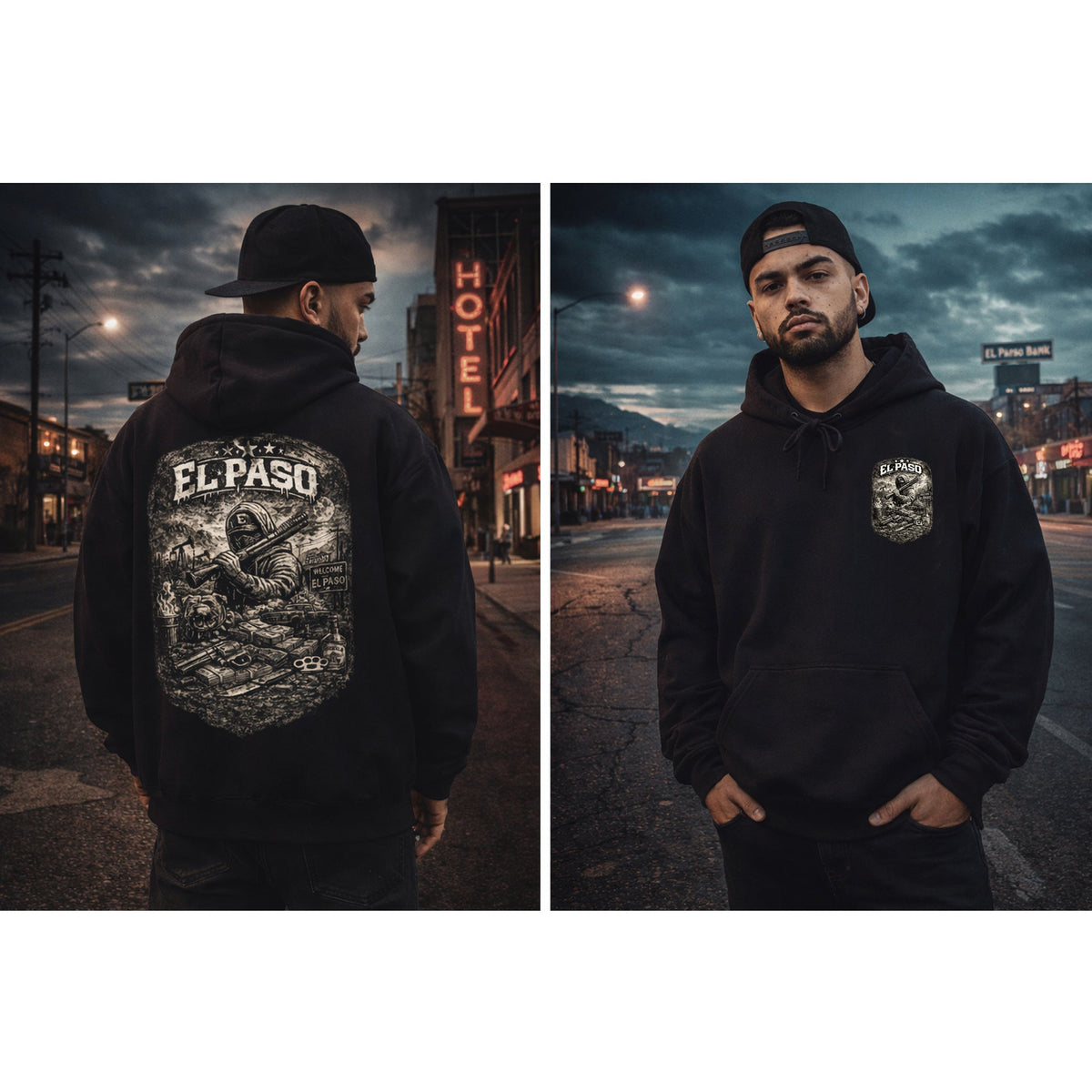 El Paso Hoodie Texas Border Streetwear, Dark Western Graphic Hoodie, Urban Unisex Hoodie – Kalabula
