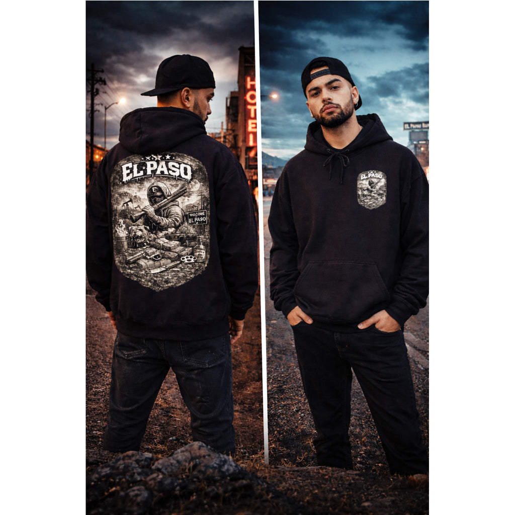 El Paso Hoodie Texas Border Streetwear, Dark Western Graphic Hoodie, Urban Unisex Hoodie – Kalabula