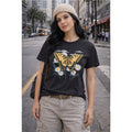 Butterfly Blumen & Natur T-Shirt Gelber Schmetterling T-Shirt, Wildblumen Grafik-T-Shirt, Geschenk für Naturliebhaber