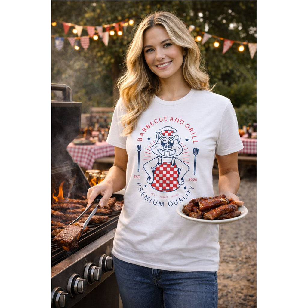 BBQ Pig Chef T-Shirt – Retro Barbecue & Grill Grafik-T-Shirt