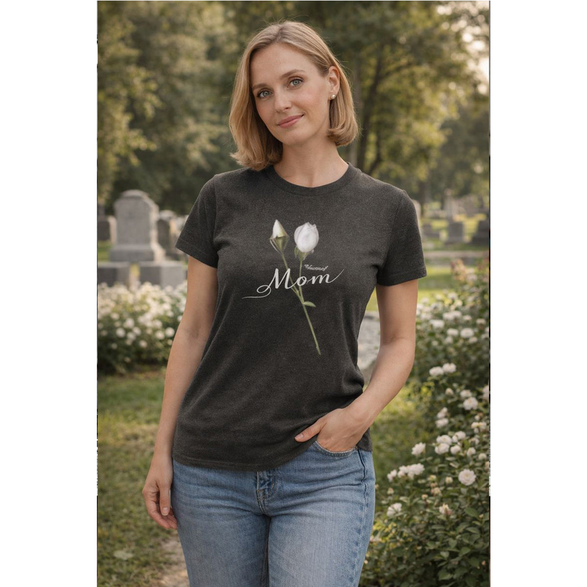 Mom Floral T-Shirt – Minimalistisches Damen-Baumwollshirt Grafik-T-Shirt