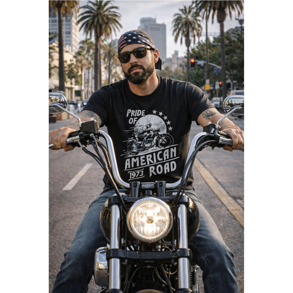 American Biker T-Shirt – American Road Vintage-Motorrad T-Shirt