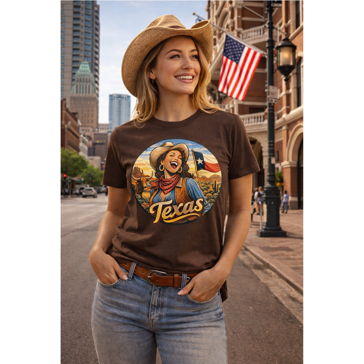 Texas Cowgirl T-Shirt – Vintage Western Texas Grafik-T-Shirt