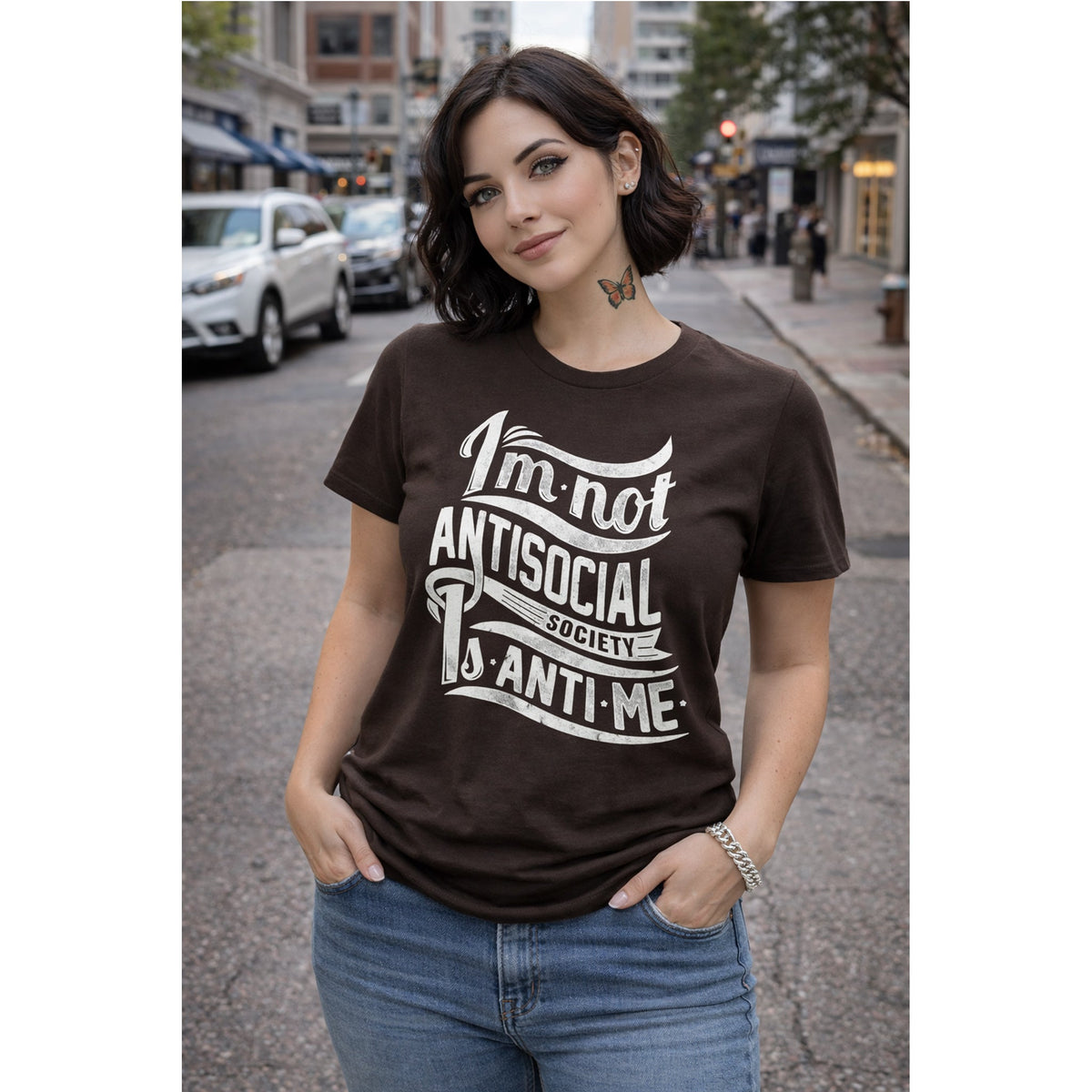 “I’m Not Antisocial, Society Is Anti-Me” T-Shirt – Lustiger Introvert Grafik-T-Shirt