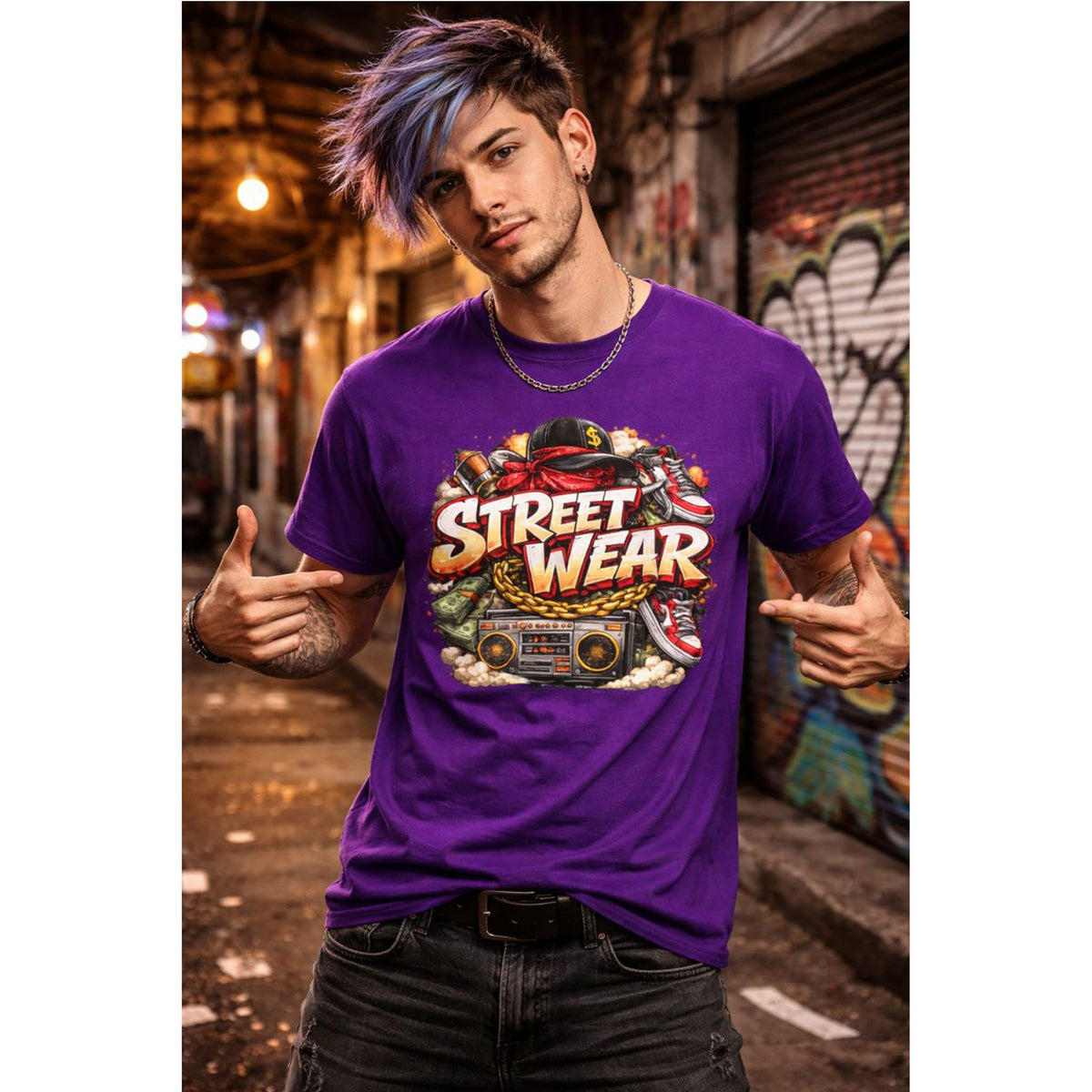Urban Streetwear T-Shirt – Hip-Hop City Grafik-T-Shirt
