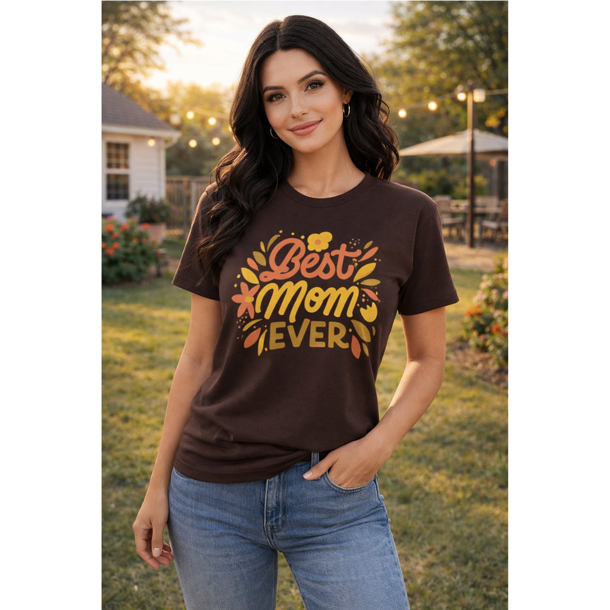 “Best Mom Ever” T-Shirt – Blumen-Muttertagsgeschenk Grafik-T-Shirt