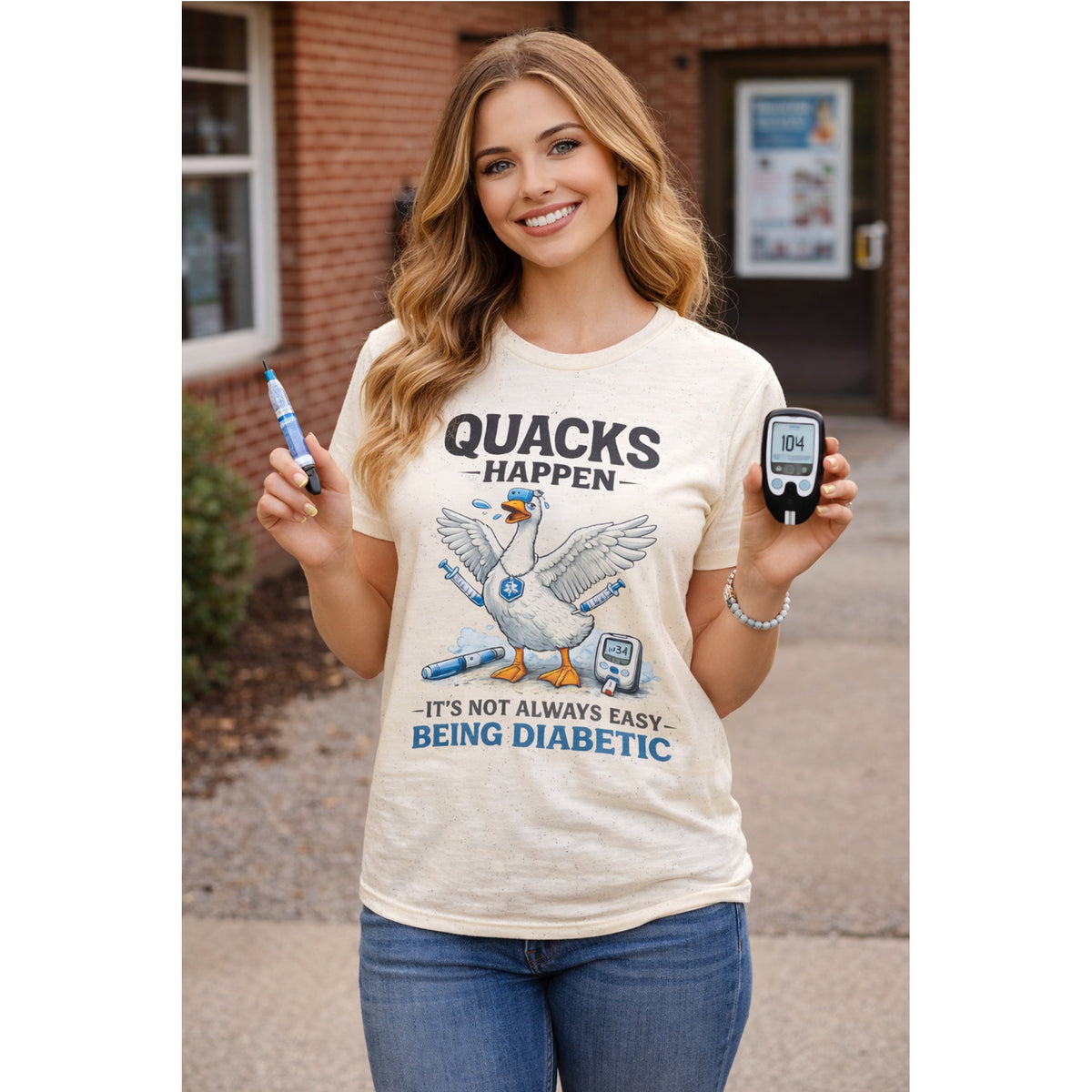 “Quacks Happen” Diabetes T-Shirt – Lustige Diabetes-Ente Grafik-T-Shirt
