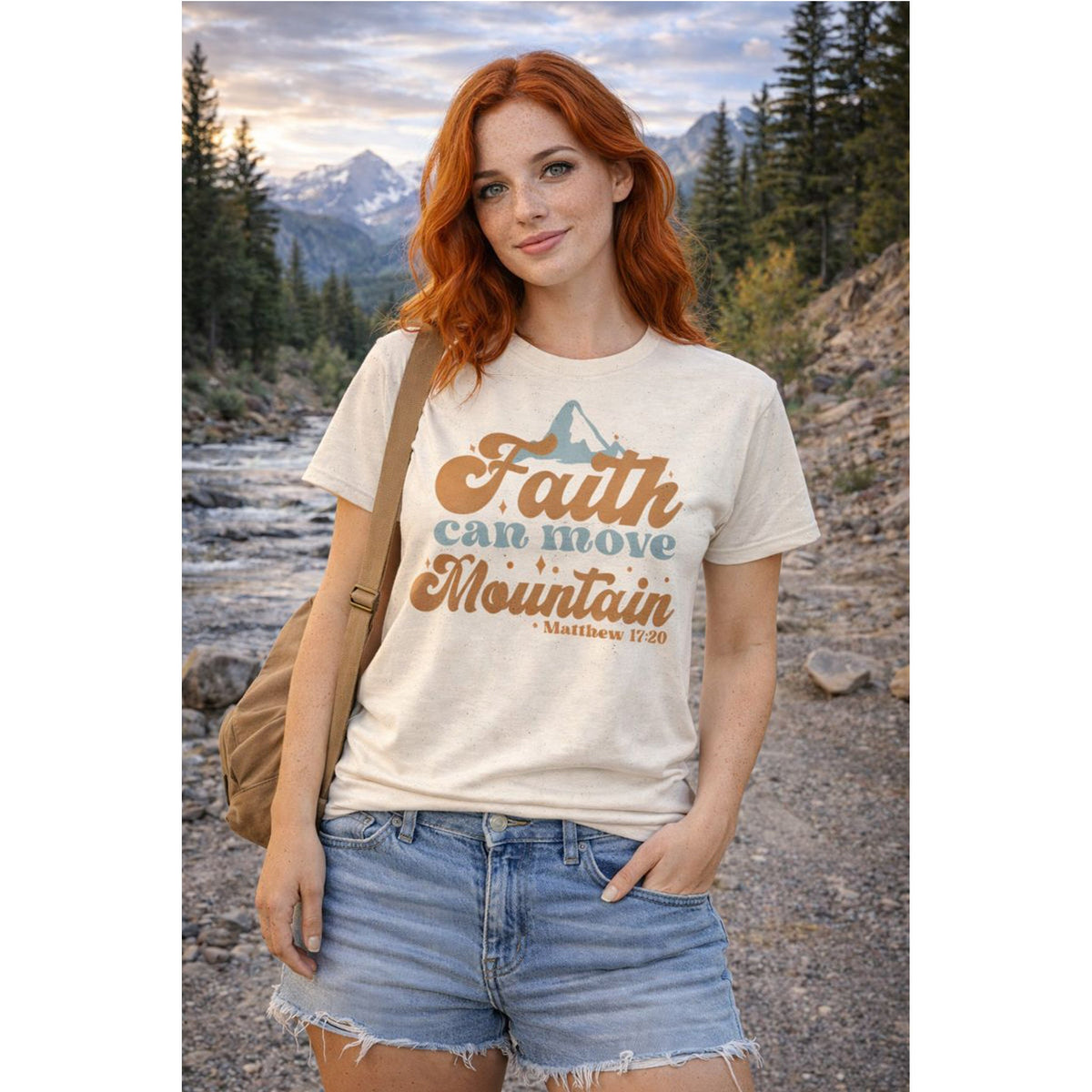 Faith Moves Mountains T-Shirt – Christlicher Glaube Grafik-T-Shirt