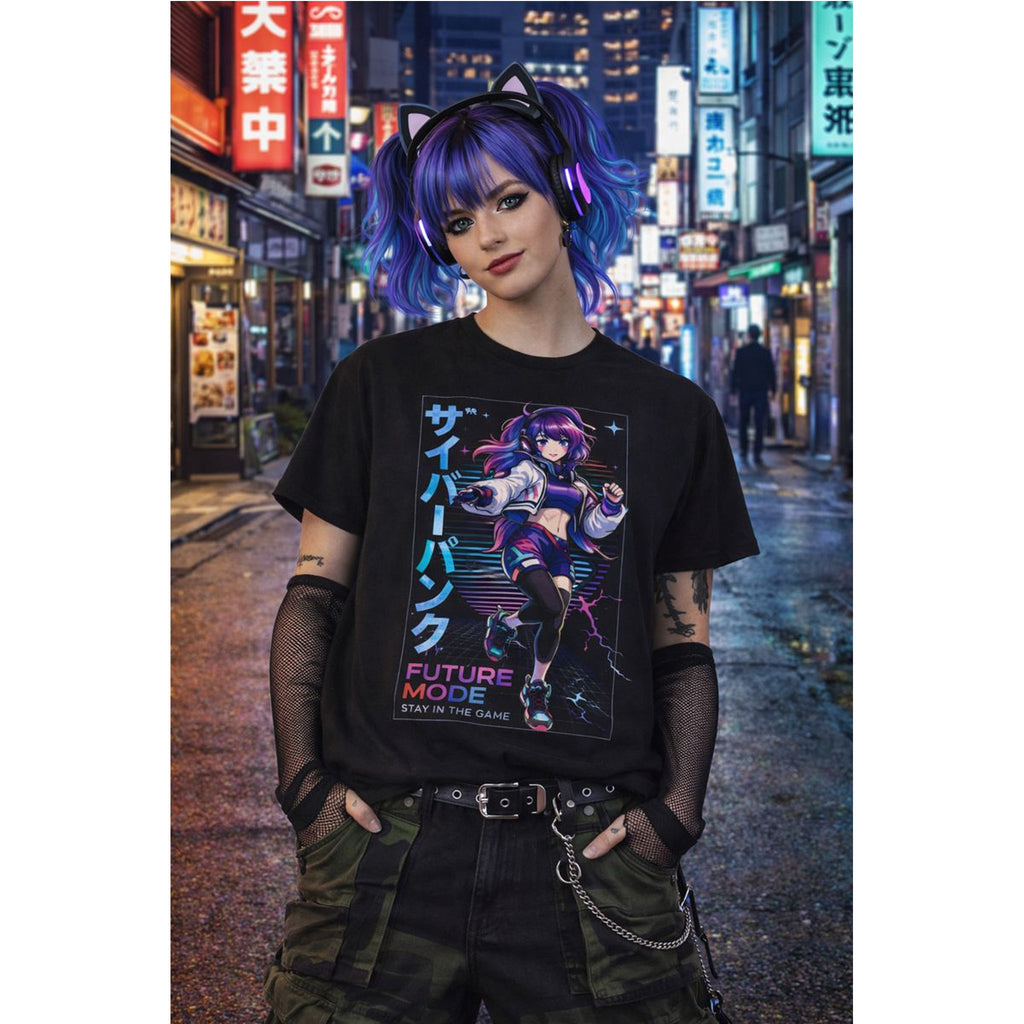 Cyberpunk Anime Girl T-Shirt – Futuristisches Japan-Design Grafik-T-Shirt