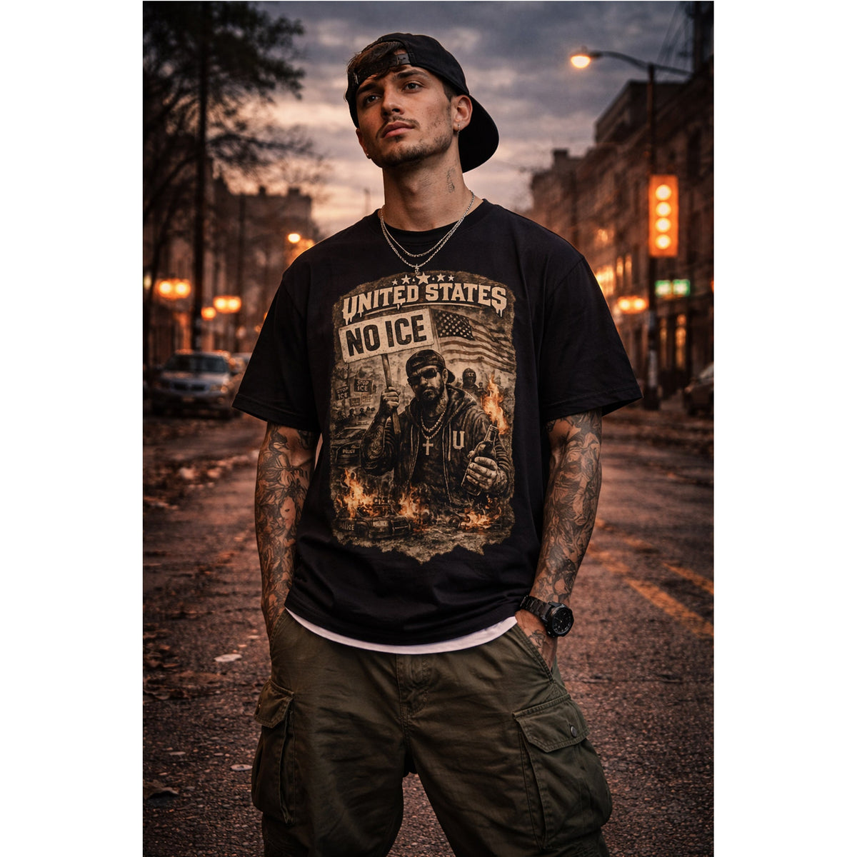 No ICE T-Shirt – USA Statement Streetwear Grafik-T-Shirt