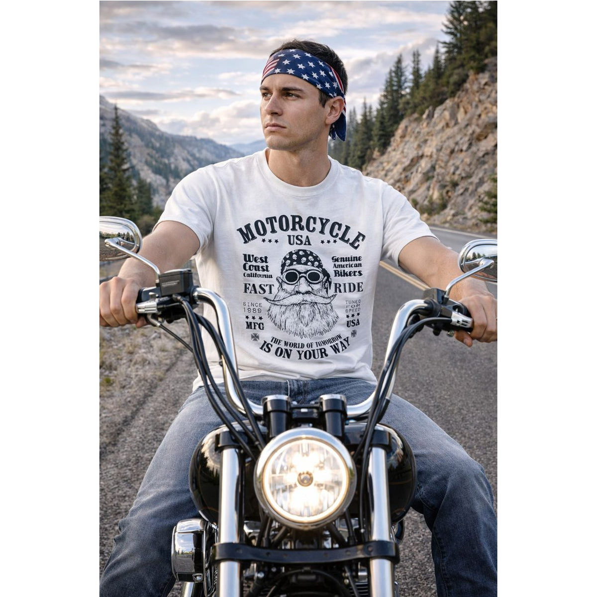 USA Motorcycle T-Shirt – Vintage Biker-Lifestyle Grafik-T-Shirt
