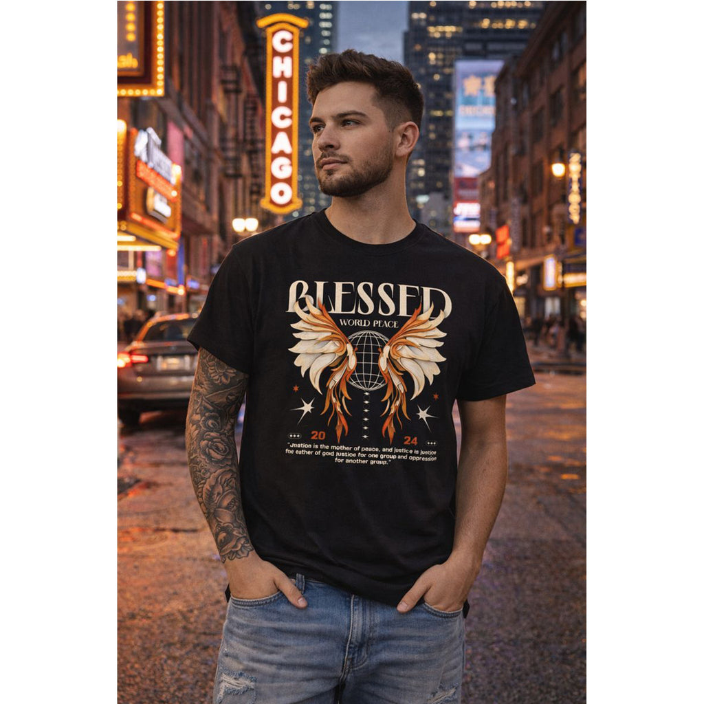Blessed World Peace T-Shirt – Glaube & Frieden Streetwear Grafik-T-Shirt