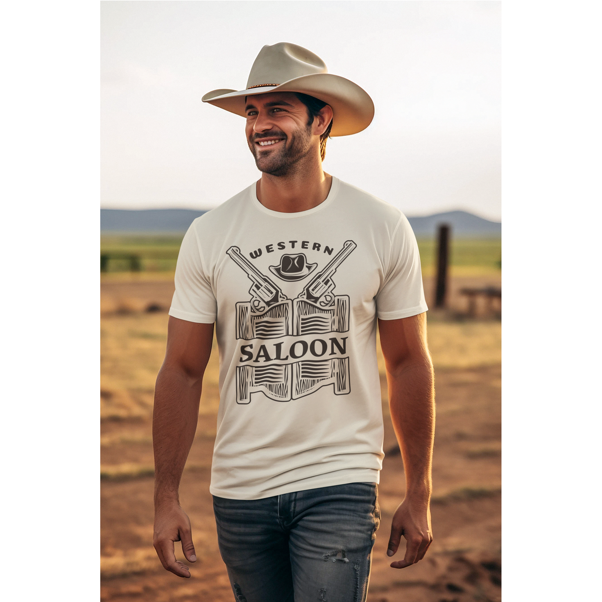 Vintage Cowboy T-Shirt – Western Saloon Retro Grafik-T-Shirt