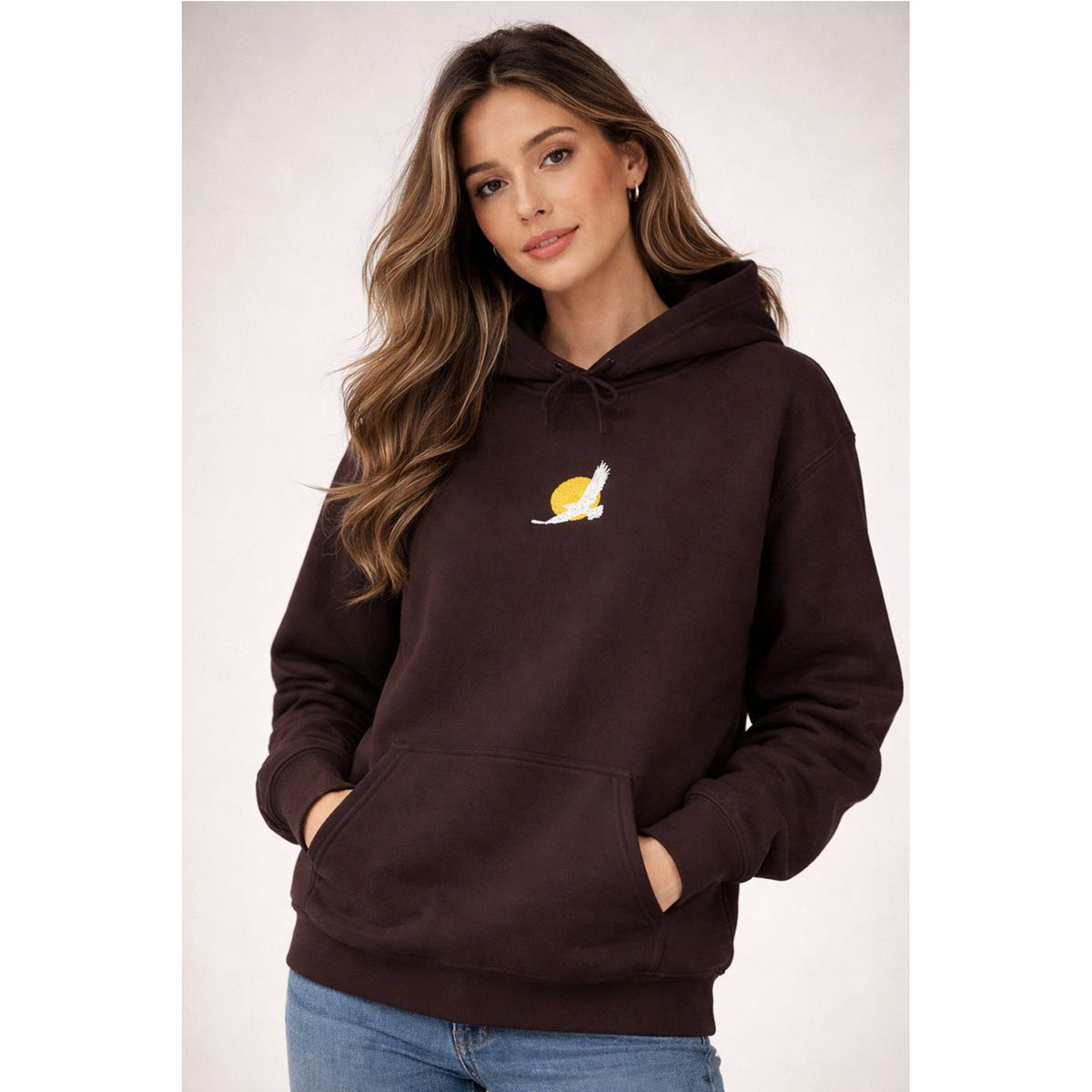 Embroidered Eagle Sun Minimal Hoodie – Kalabula