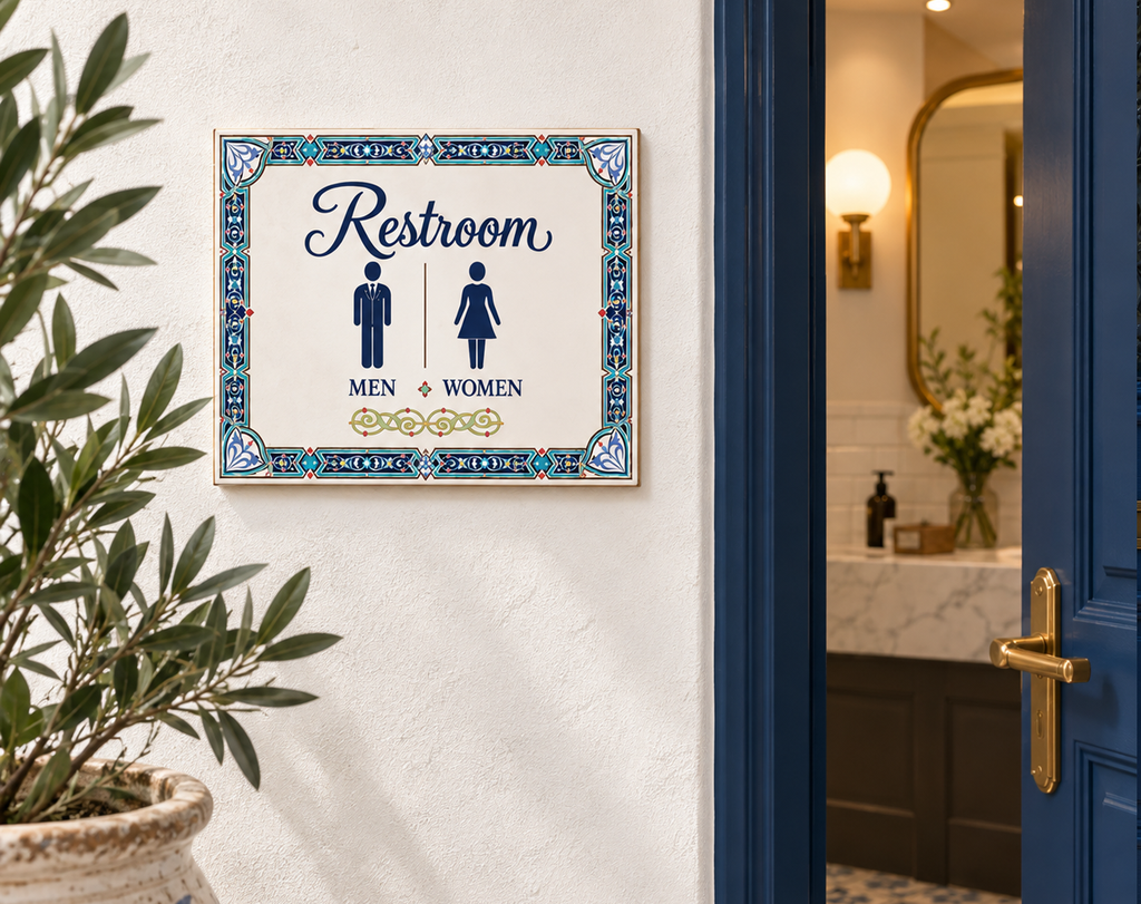 Dekoratives Keramik-Toilettenschild – Damen & Herren – SE4